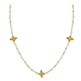 CHG-197-RM-18" 18K Gold Overlay Necklace With Rainbow Moonstone Beads Bali Designs Inc